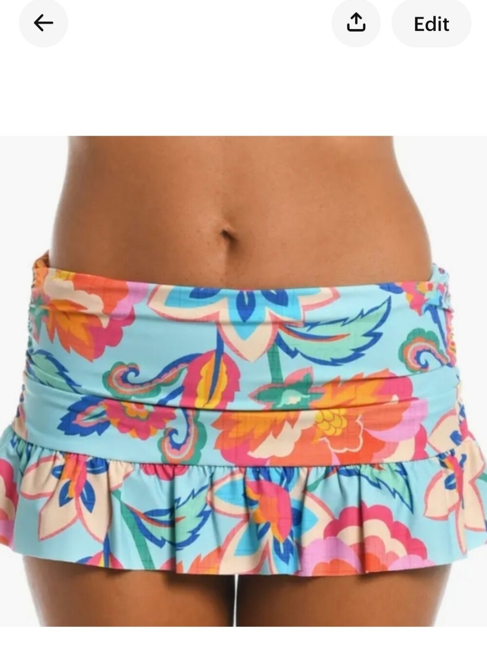 LA BLANCA Breezy Ruffle Bikini Swim Bottom Size 6 Brand New